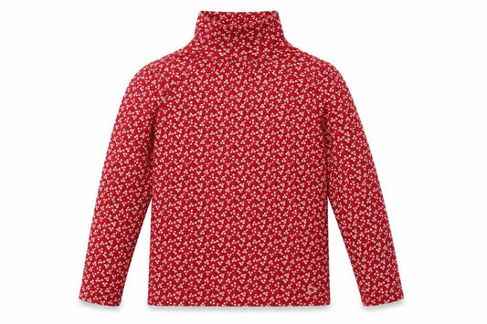 Gap Girls Red Roll Neck Floral 100% Cotton Pullover Jumper Size 10-11 Years Pullover - Ribbed