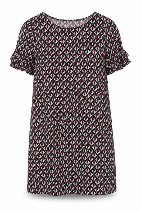 New Look Womens Multicoloured Viscose Shirt Dress Size 12 Boat Neck Pullover - Cold Shoulder