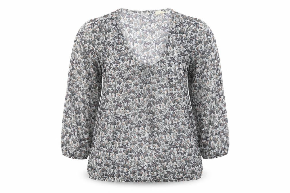 River Island Womens Multicoloured Floral Viscose Basic Blouse Size 14 V-Neck - Elasticated Waist