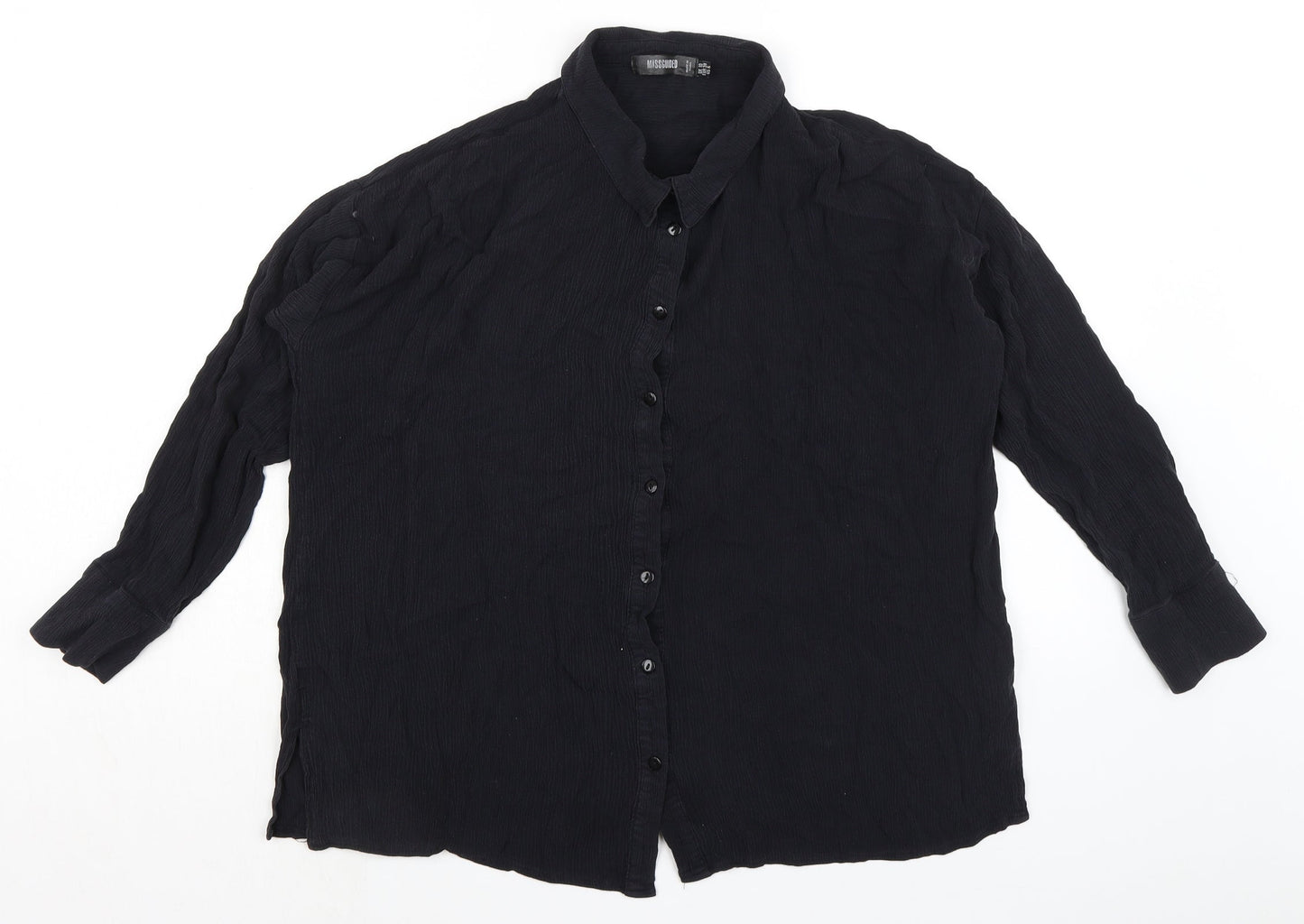 Missguided Womens Black Viscose Basic Blouse Size 10 Collared