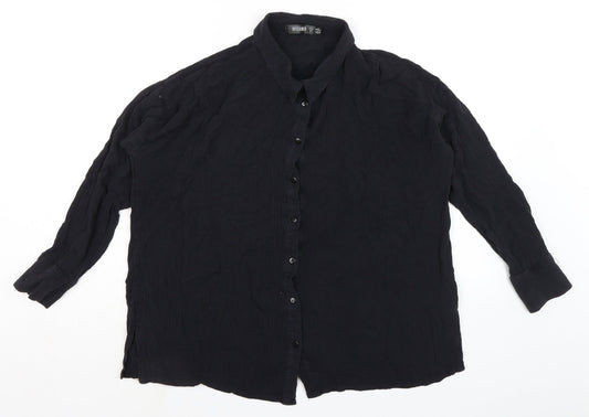 Missguided Womens Black Viscose Basic Blouse Size 10 Collared