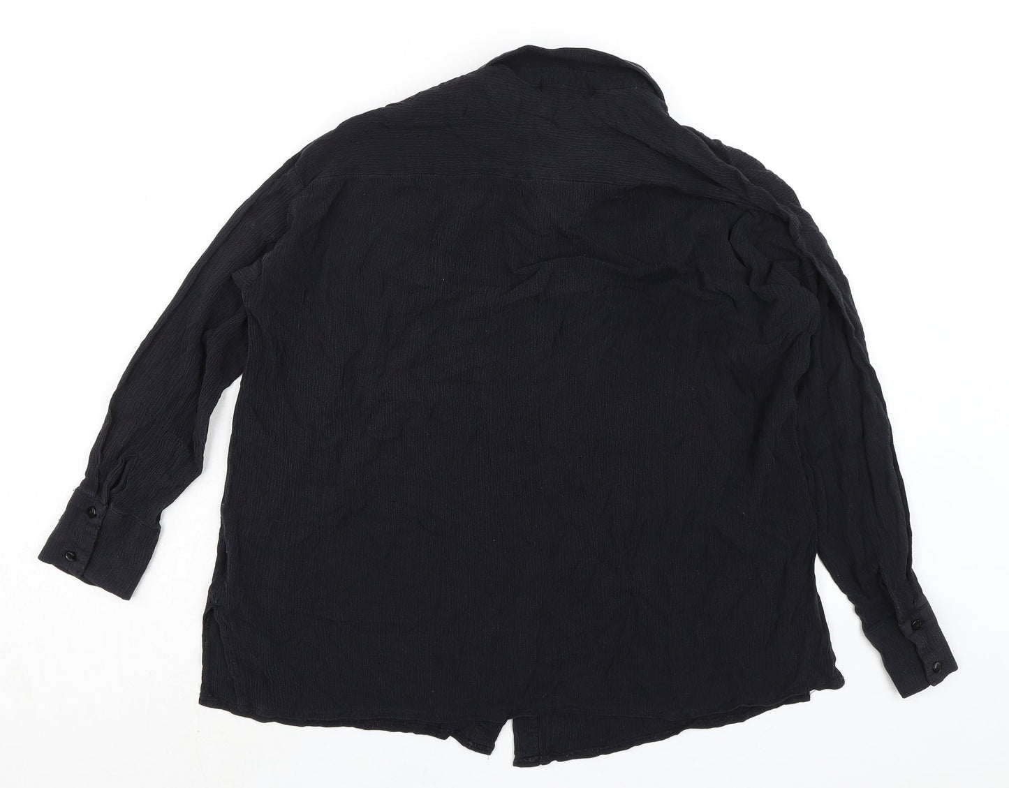Missguided Womens Black Viscose Basic Blouse Size 10 Collared