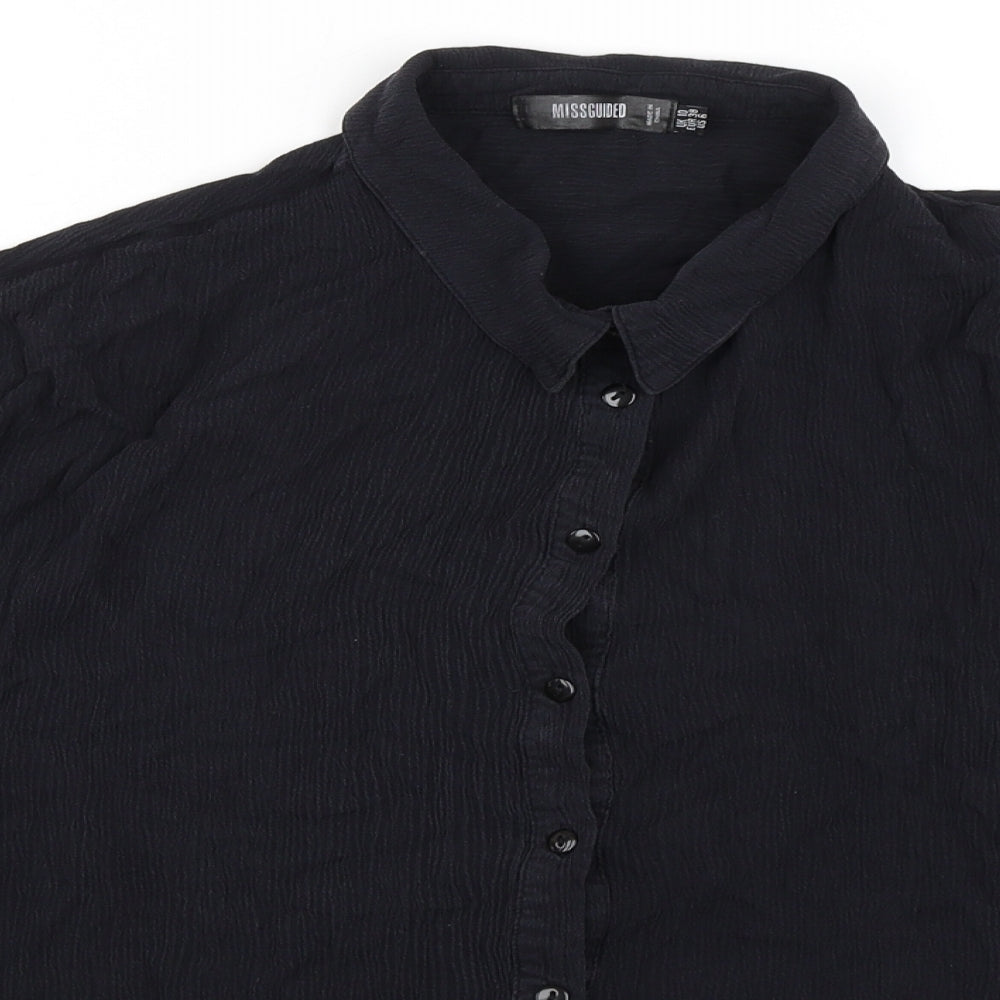Missguided Womens Black Viscose Basic Blouse Size 10 Collared