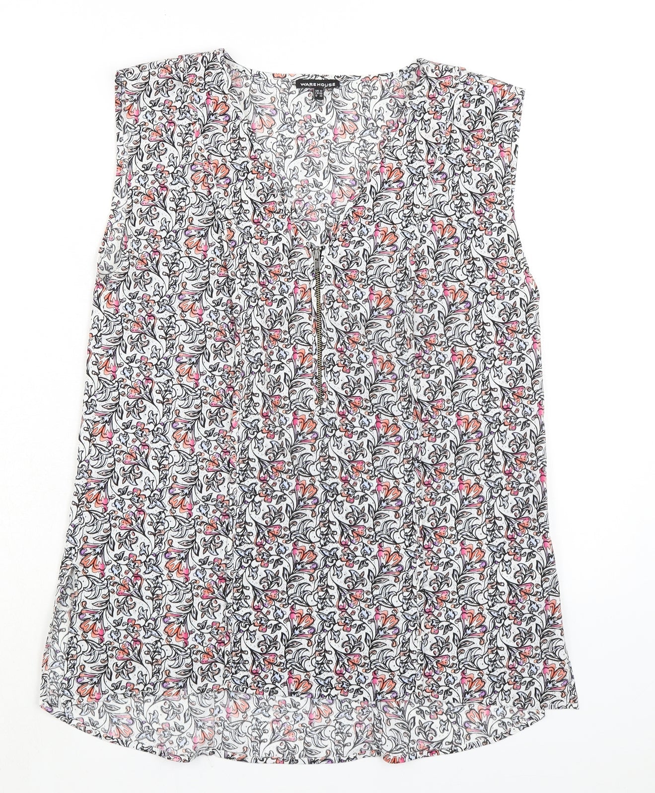 Warehouse Womens Multicoloured Floral Polyester Basic Blouse Size 12 V-Neck