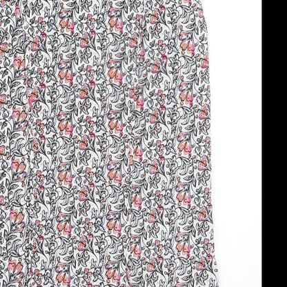 Warehouse Womens Multicoloured Floral Polyester Basic Blouse Size 12 V-Neck