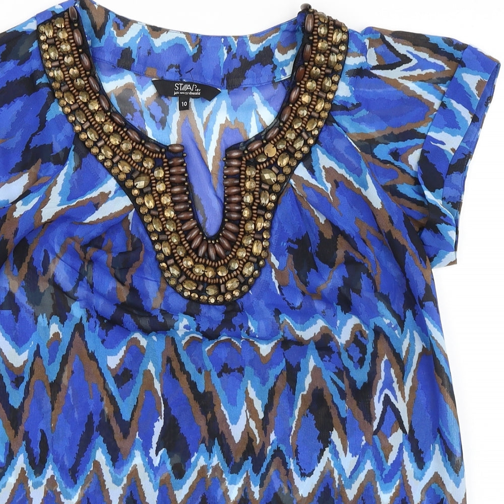 Debenhams Womens Blue Polyester Basic Blouse Size 10 Sweetheart - Shear
