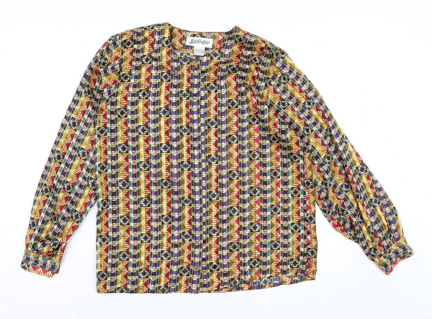 Yres St. Clair Womens Multicoloured Polyester Basic Blouse Size 12 Round Neck