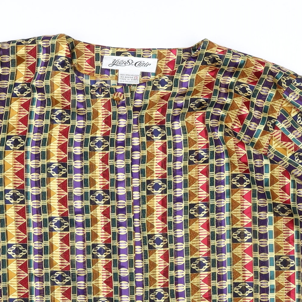 Yres St. Clair Womens Multicoloured Polyester Basic Blouse Size 12 Round Neck