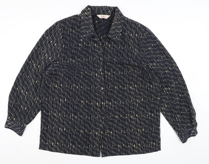 ELVI Womens Blue Polyester Basic Blouse Size 16 Collared - Shoulder Pads