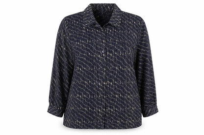ELVI Womens Blue Polyester Basic Blouse Size 16 Collared - Shoulder Pads