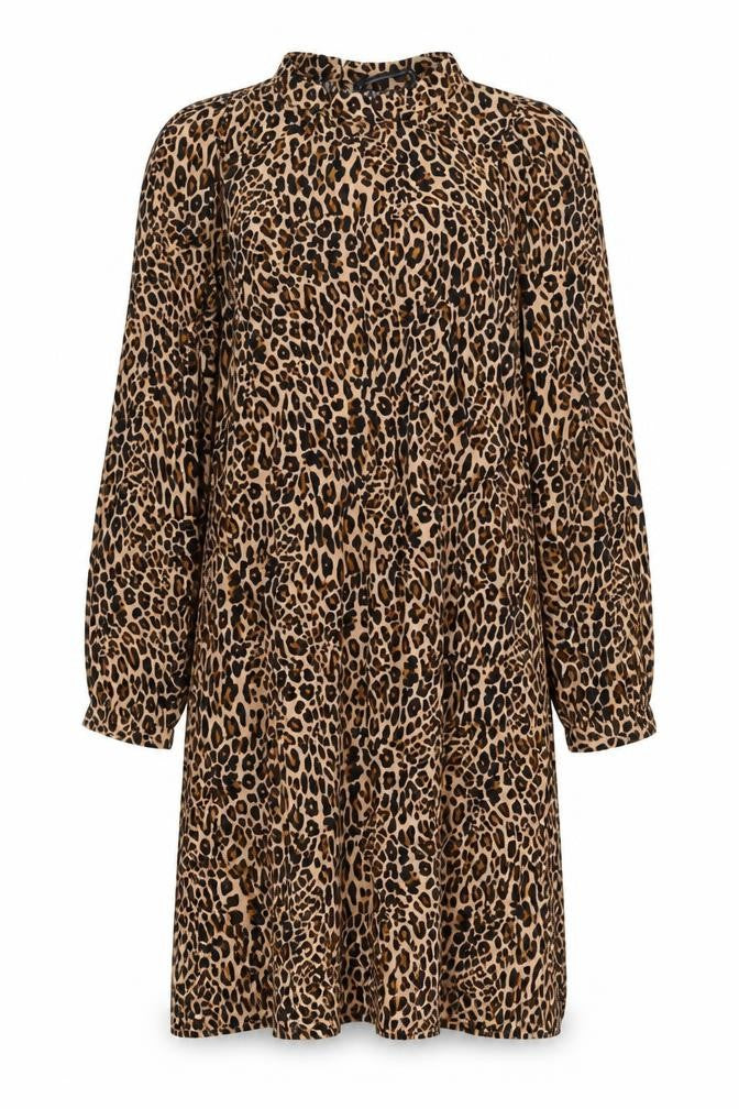 Marks & Spencer Womens Brown Animal Print Viscose A-Line Size 12 Round Neck Button