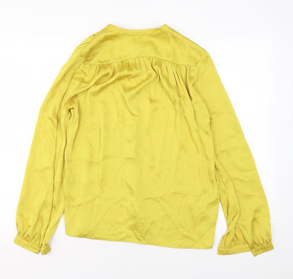 Back view of Autograph women’s yellow polyester basic button-up, size UK 6, round neck