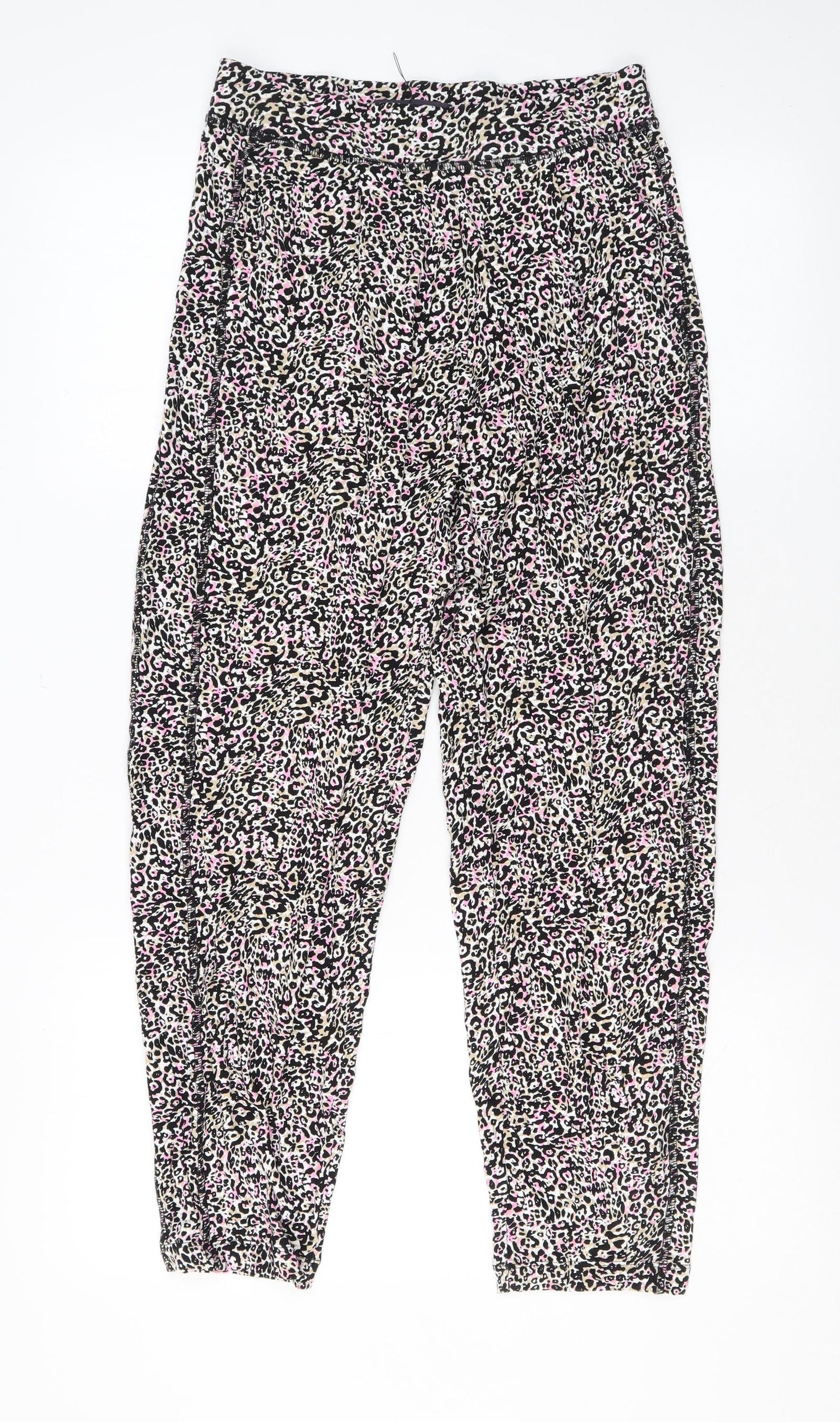 Marks and Spencer Womens Multicoloured Animal Print Viscose Jogger Trousers Size 8 L26 in Regular