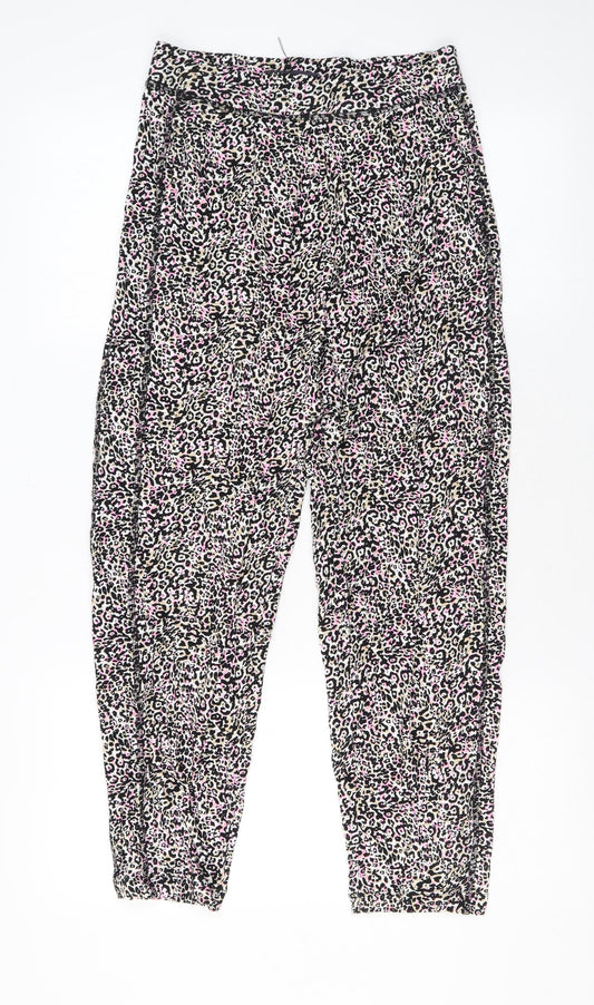 Marks and Spencer Womens Multicoloured Animal Print Viscose Jogger Trousers Size 8 L26 in Regular