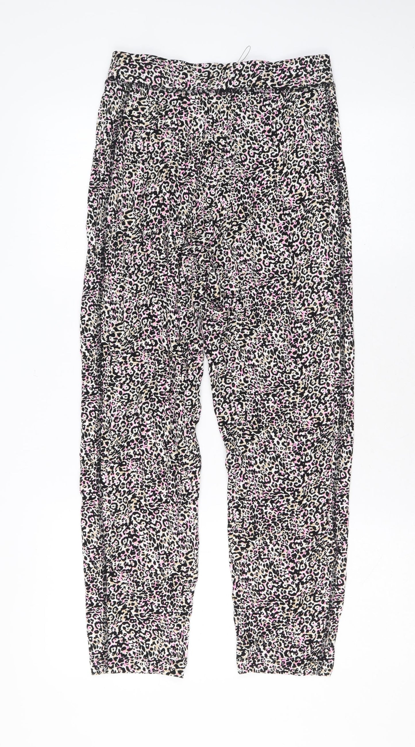 Marks and Spencer Womens Multicoloured Animal Print Viscose Jogger Trousers Size 8 L26 in Regular