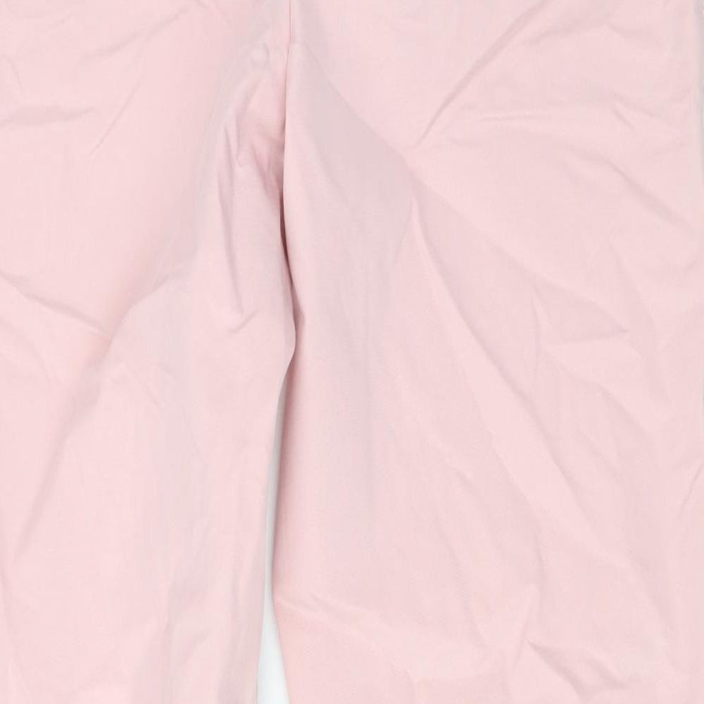 Marks and Spencer Womens Pink Cotton Trousers Size 8 L28 in Regular Zip