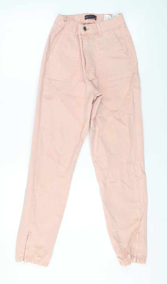 Marks and Spencer Womens Pink Cotton Skinny Jeans Size 6 L27 in Regular Zip