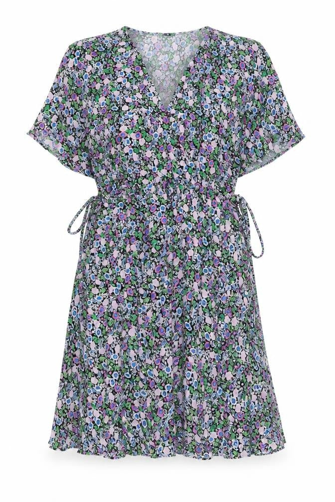 Marks & Spencer Womens Blue Floral Viscose A-Line Size 10 V-Neck Pullover