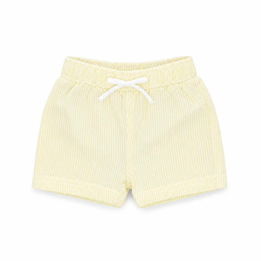 Marks & Spencer Boys Yellow Striped Cotton Shorts Outfit/Set Size 3-6 Months Drawstring - Swim Shorts