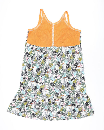 Next Womens Multicoloured Floral Cotton Shift Size 14 Scoop Neck Pullover