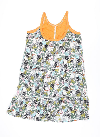 Next Womens Multicoloured Floral Cotton Shift Size 14 Scoop Neck Pullover