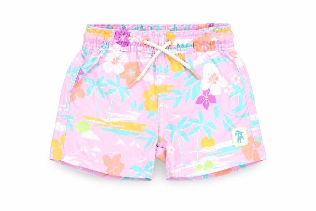 Marks & Spencer Boys Purple Floral Polyester Shorts Outfit/Set Size 3-6 Months Drawstring - Swim Shorts