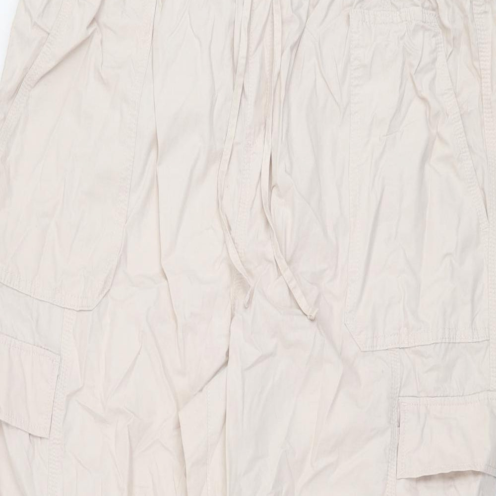 Marks and Spencer Womens Pink Cotton Cargo Trousers Size 20 L27 in Regular Drawstring
