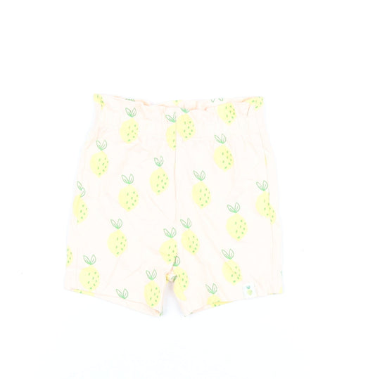 Marks and Spencer Girls Pink Geometric Cotton Shorts Outfit/Set Size 9-12 Months Pullover - Lemon Print