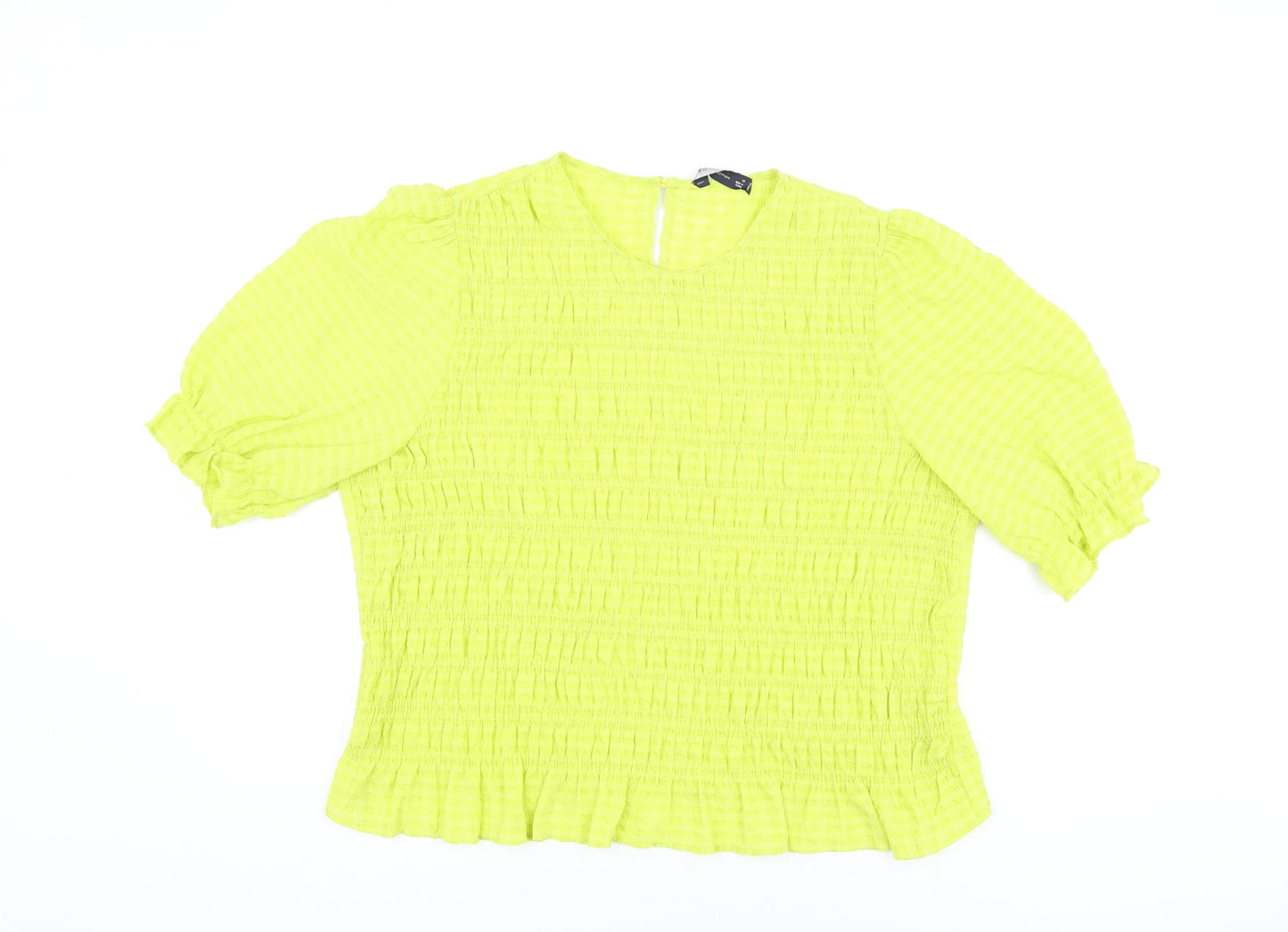 Marks and Spencer Womens Green Polyester Basic Blouse Size 20 Round Neck
