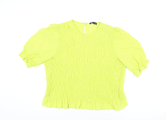 Marks and Spencer Womens Green Polyester Basic Blouse Size 20 Round Neck