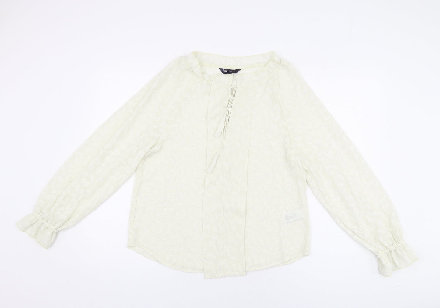 Marks and Spencer Womens Ivory Polyester Basic Blouse Size 6 Round Neck