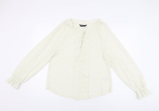 Marks and Spencer Womens Ivory Polyester Basic Blouse Size 6 Round Neck