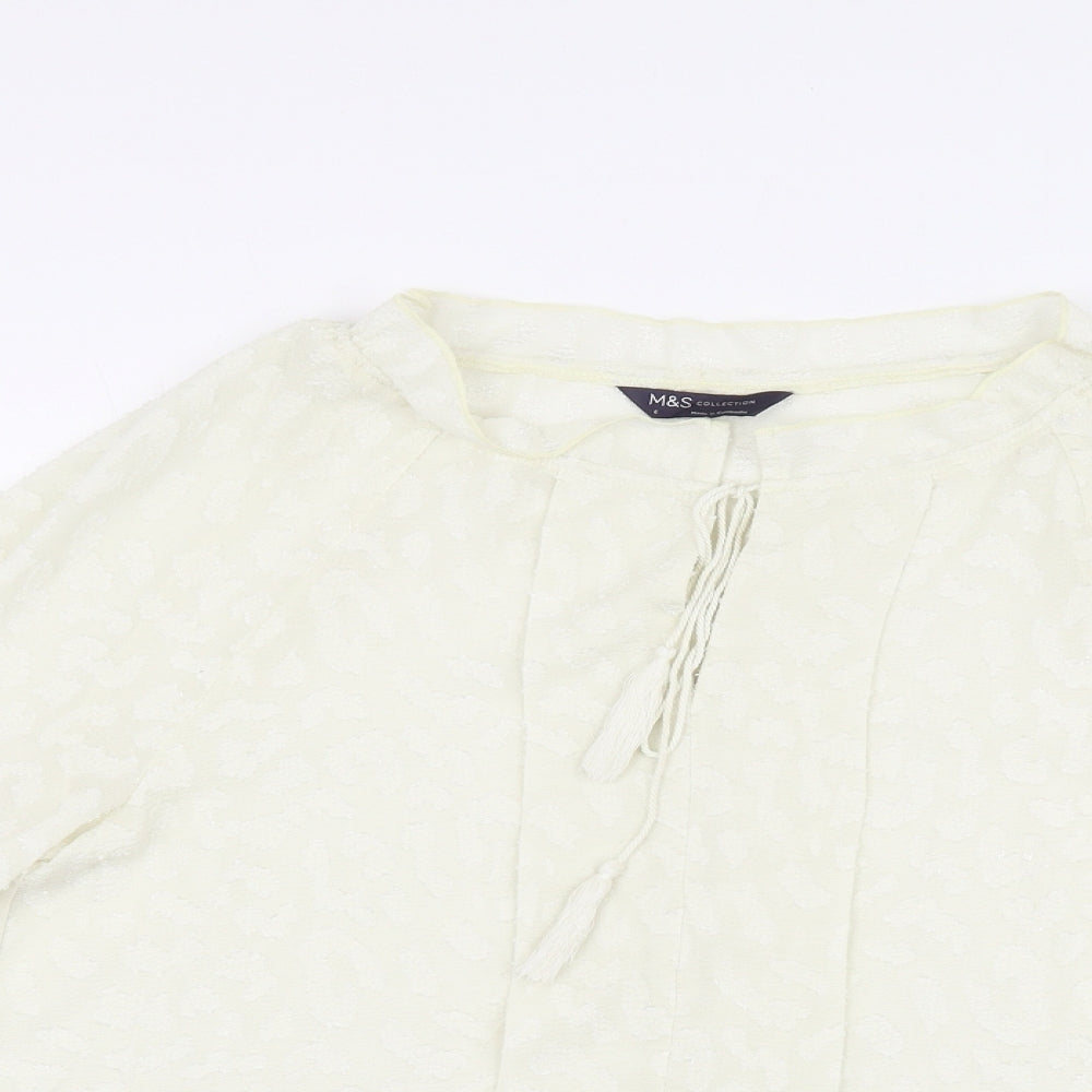 Marks and Spencer Womens Ivory Polyester Basic Blouse Size 6 Round Neck