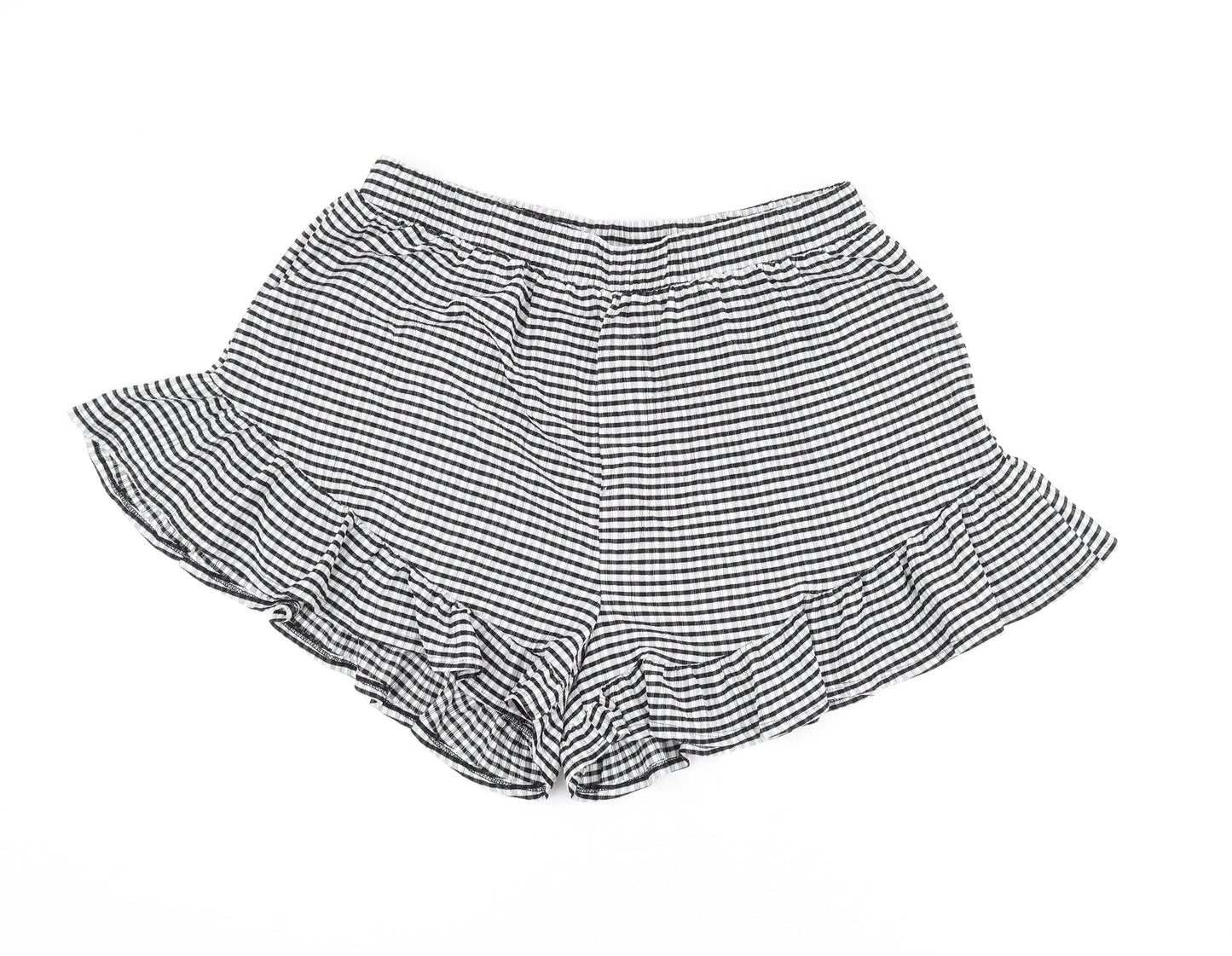Simply Be Womens Black Striped Polyester Basic Shorts Size 18 Regular Pull On