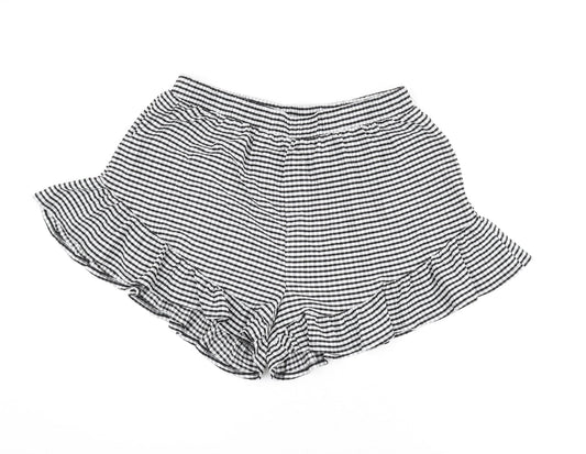 Simply Be Womens Black Striped Polyester Basic Shorts Size 18 Regular Pull On