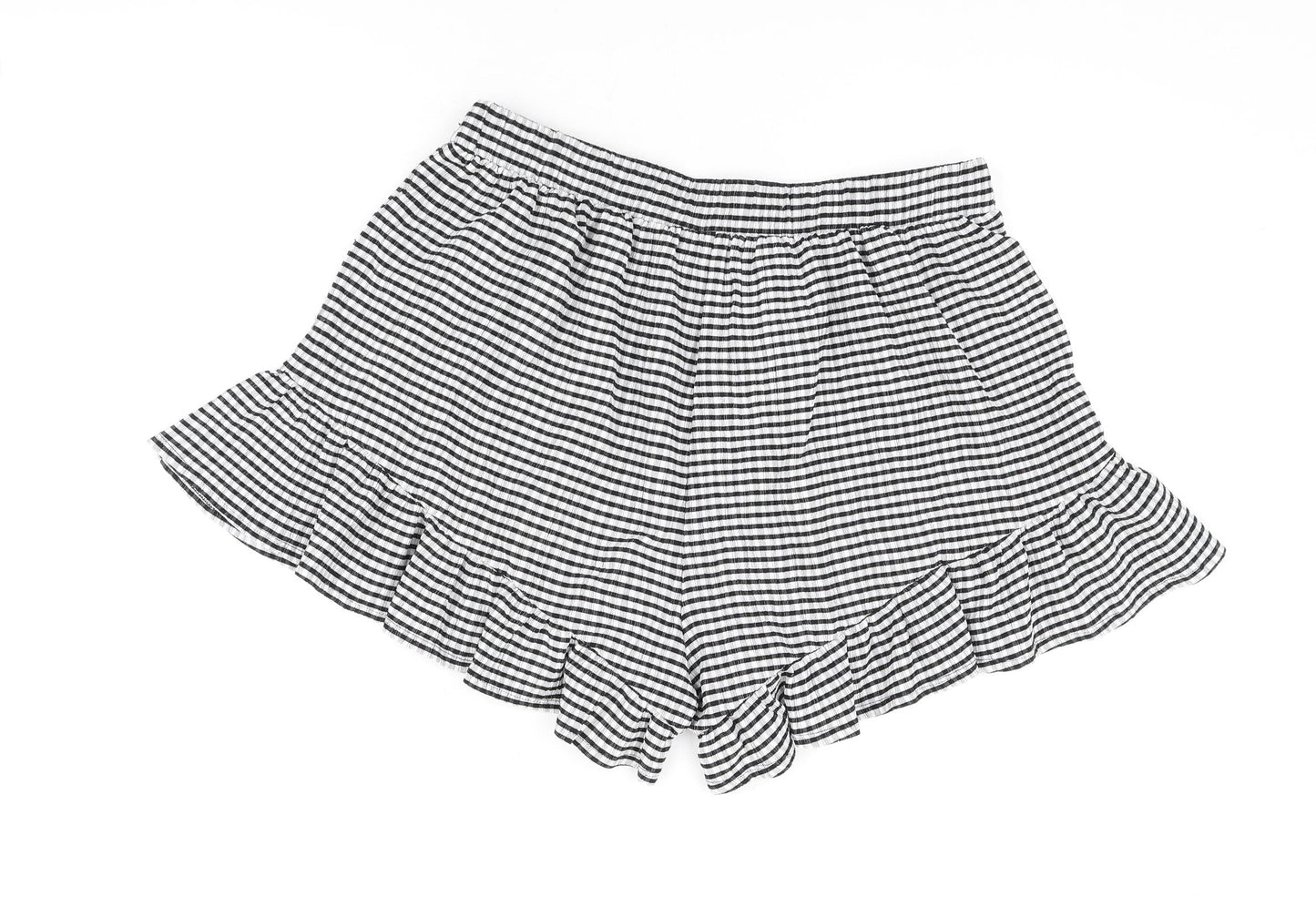 Simply Be Womens Black Striped Polyester Basic Shorts Size 18 Regular Pull On