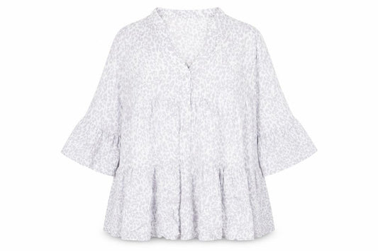 QED London Womens Grey Animal Print Viscose Trapeze & Swing Size M V-Neck Pullover
