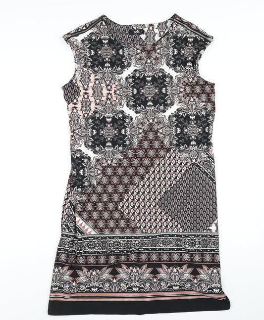 Wallis Womens Multicoloured Geometric Polyester Ball Gown Size M Round Neck Pullover