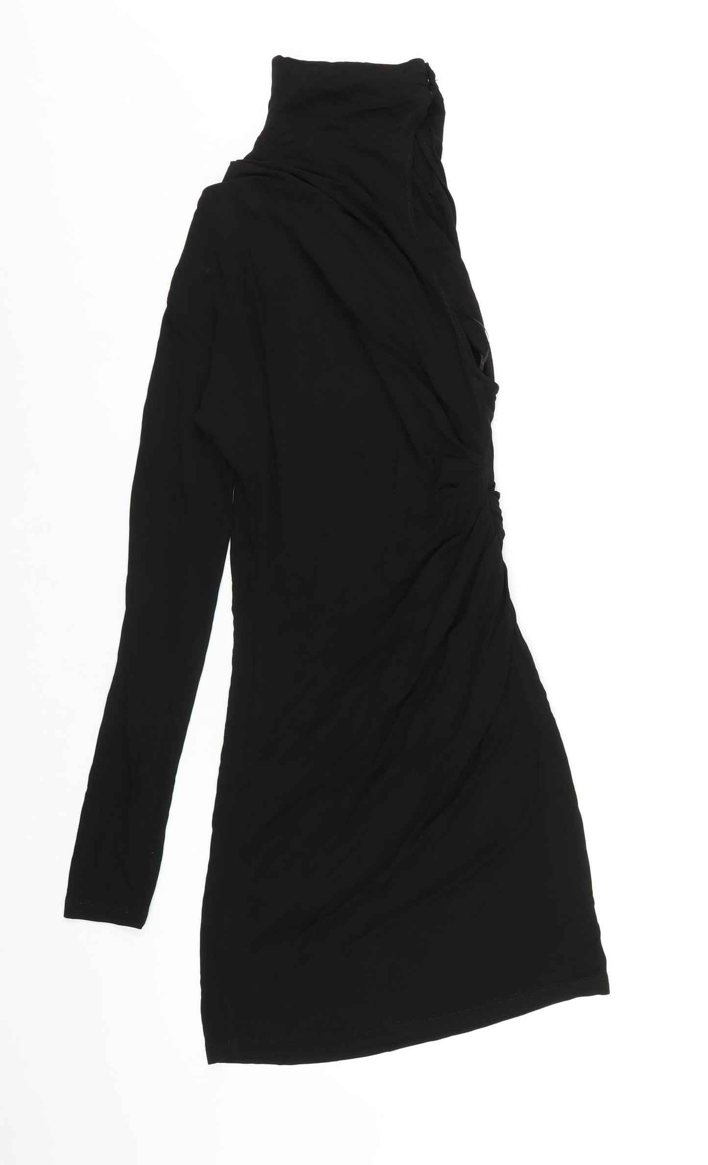 Zara Womens Black Viscose Bodycon Size M Mock Neck Pullover