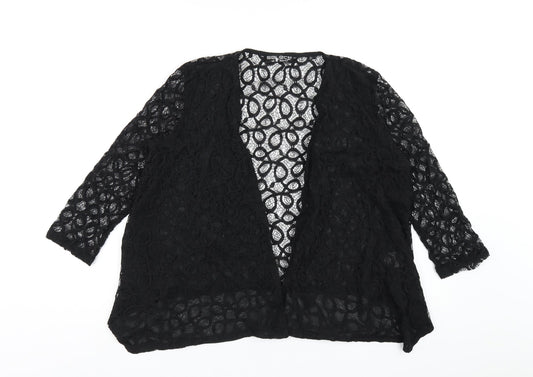 Select Womens Black Cotton Kimono T-Shirt Size 14 V-Neck