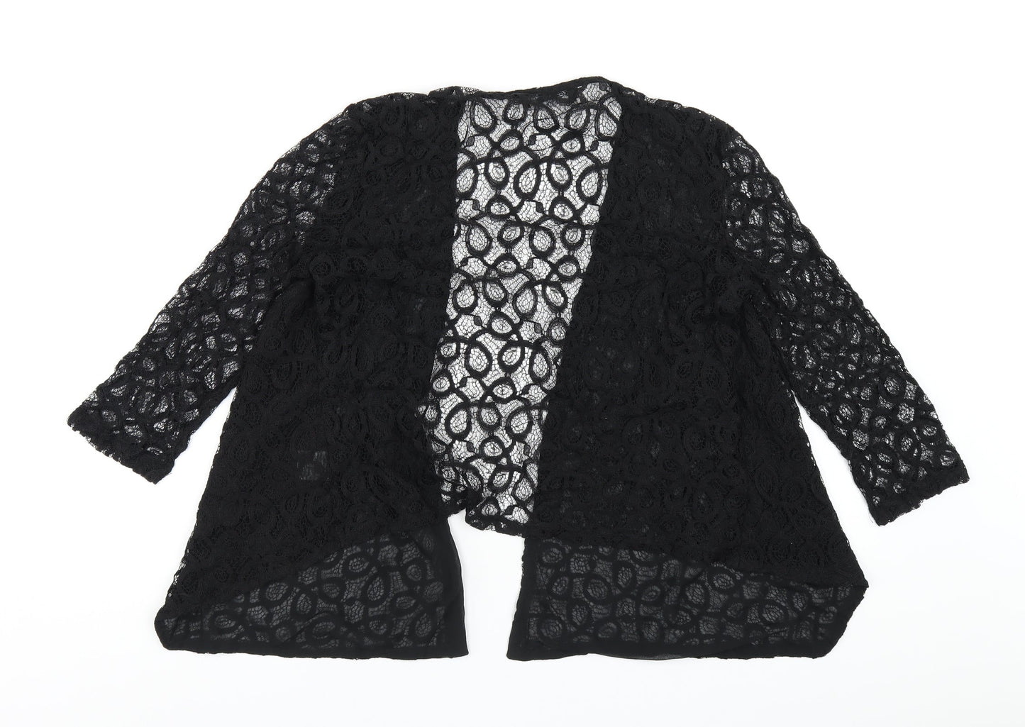Select Womens Black Cotton Kimono T-Shirt Size 14 V-Neck