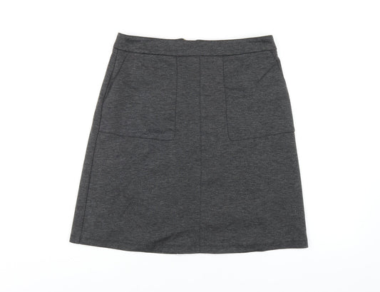 Wallis Womens Grey Polyester A-Line Skirt Size 10 Zip
