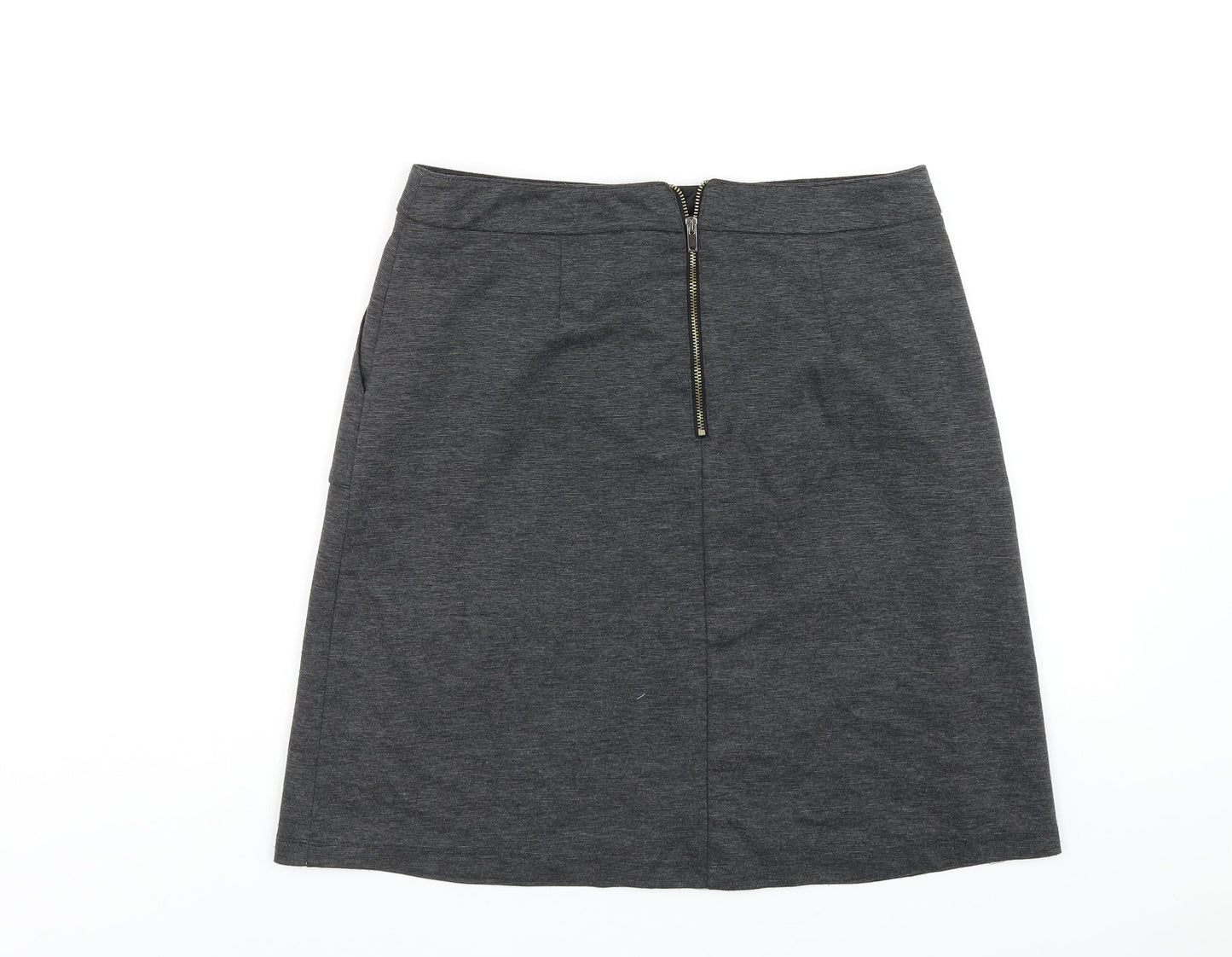 Wallis Womens Grey Polyester A-Line Skirt Size 10 Zip