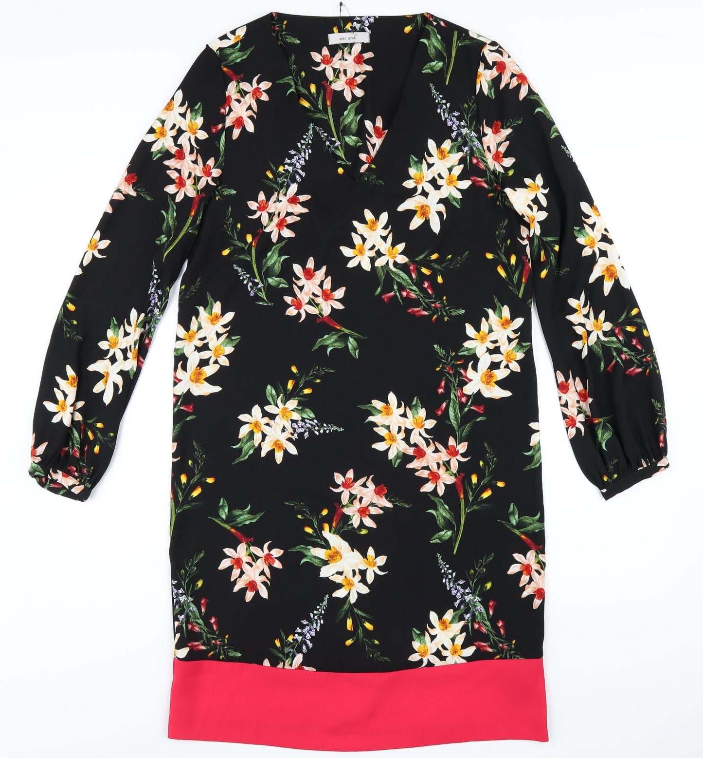 Per Una Womens Multicoloured Floral Polyester A-Line Size 10 V-Neck Pullover