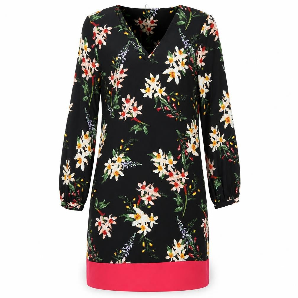 Per Una Womens Multicoloured Floral Polyester A-Line Size 10 V-Neck Pullover