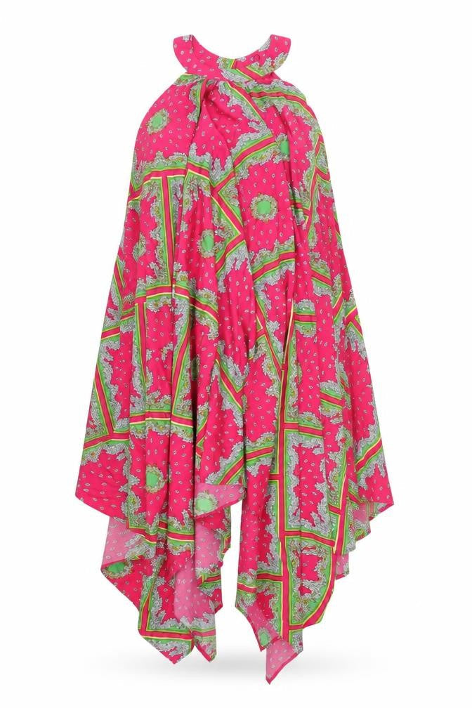Boohoo Womens Pink Geometric Polyester Trapeze & Swing Size 8 Round Neck Button