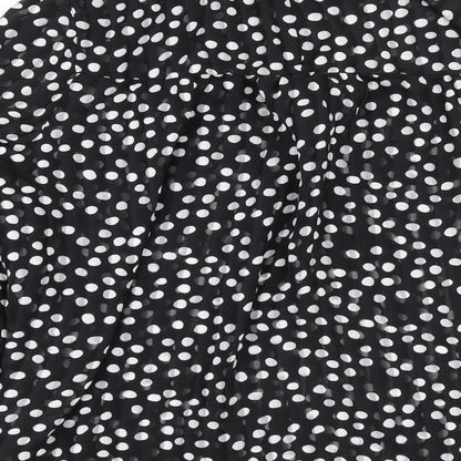 Zara Womens Black Polka Dot Polyester Basic Blouse Size XL Mock Neck