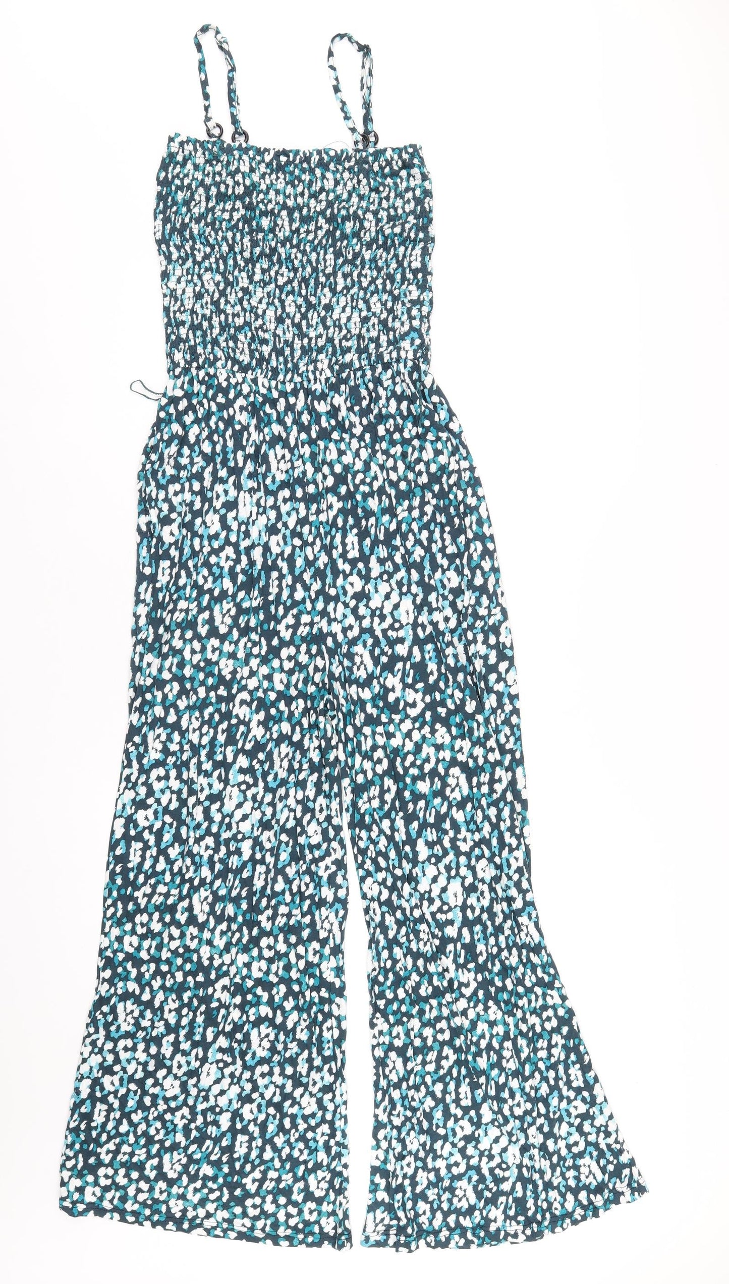 John Lewis Womens Blue Geometric Vinyl Jumpsuit One-Piece Size S L27 in Pullover