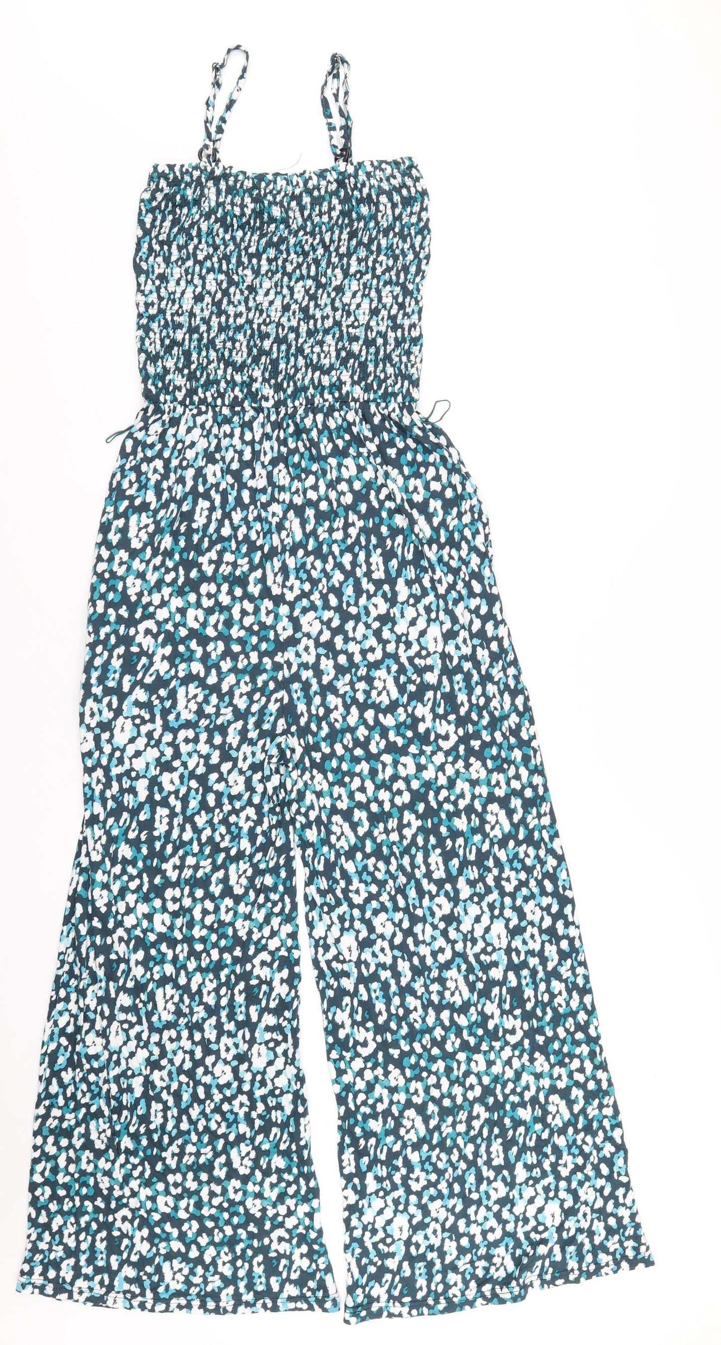 John Lewis Womens Blue Geometric Vinyl Jumpsuit One-Piece Size S L27 in Pullover
