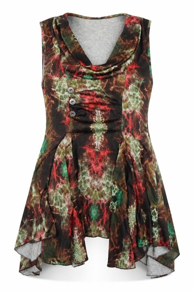 Frock Me Womens Multicoloured Geometric Polyester A-Line Size 16 Cowl Neck Pullover